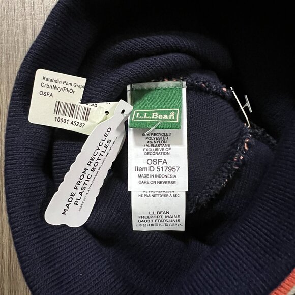 NEW with tags LL Bean Katahdin Pom Graphic Beanie Hat - Picture 4 of 4